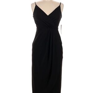 Lulus Black Surplice Midi Sleeveless Dress